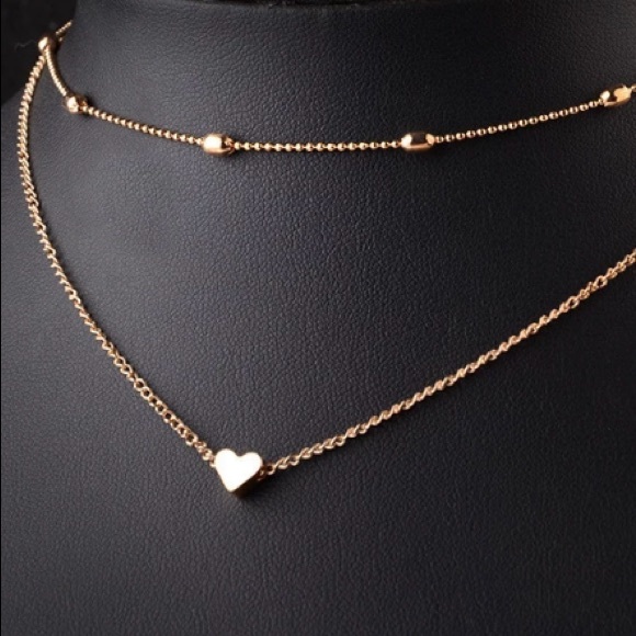 NEW!๐๐๐GOLDEN๐HEART LAYER NECKLACE CHOKER LOVE - Picture 5 of 6